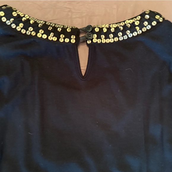 KRIZIA POI Black Sleeveless Top with Gold Embellished Neck Size 46/XL - Picture 2 of 8